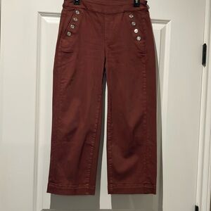 Chico’s Rust Button-Detail Wide-Leg Pull On Jeans-Size 00 Petite (2P)